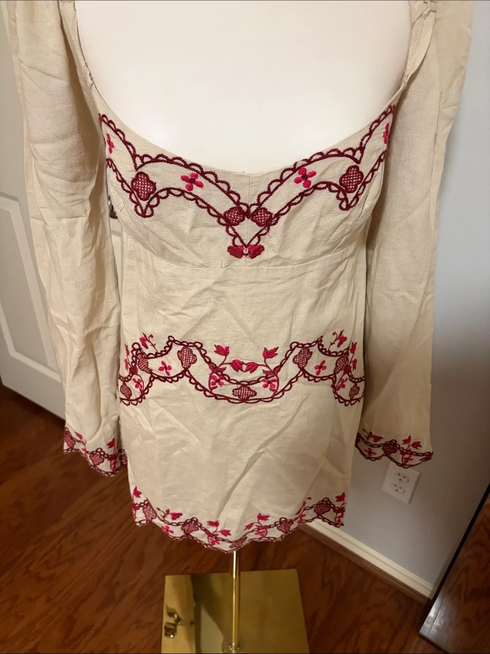 NWT Free People Bali Marlene Floral Embroidered Minidress in ‘Vintage Combo’